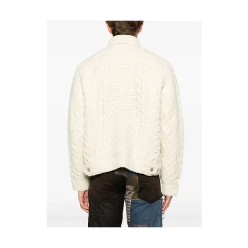 White Wool Aran Knit Outerwear - Junya Watanabe - Modalova