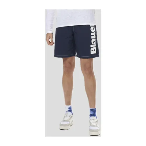 Dark Blue Monochrome Boxer Swimwear - Blauer - Modalova