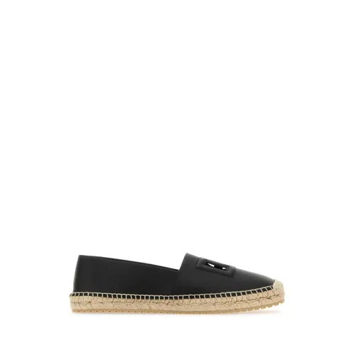 Stylish Black Leather Espadrilles - Dolce & Gabbana - Modalova