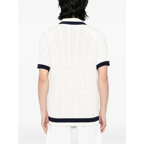 White Cable Knit V-Neck Vest - Kiton - Modalova