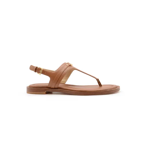Brown Leather T-Strap Flat Sandals - Michael Kors - Modalova