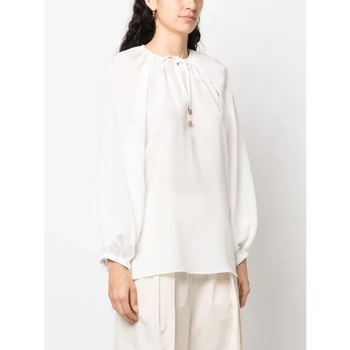 White Silk Self-Tie Blouse - Phaeonia - Modalova