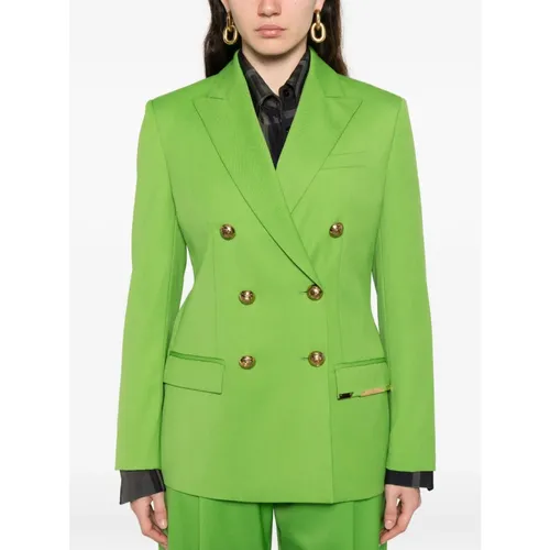 Cool Wool Jacket with Jewel Plaque - Elisabetta Franchi - Modalova