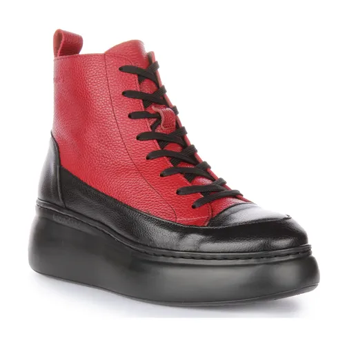 Red Black Maya Wedge Ankle Boots - Wonders - Modalova