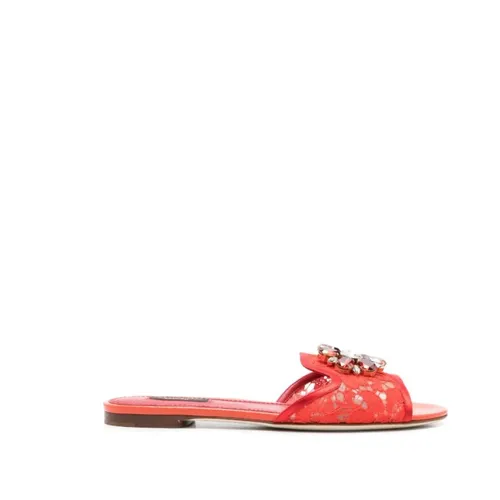 Mules de encaje con cristales - Dolce & Gabbana - Modalova