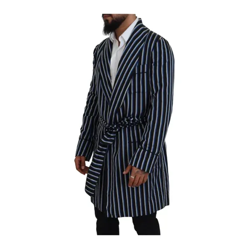 Striped Shawl Collar Robe - Dolce & Gabbana - Modalova