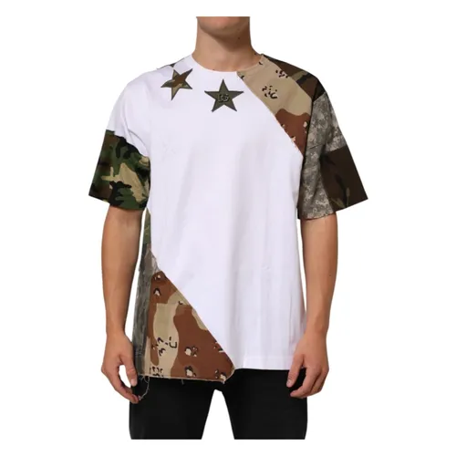 White Camouflage Patchwork Men Cotton T-shirt - Dolce & Gabbana - Modalova