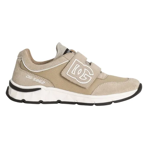 Beige Suede Mesh Trainers - Dolce & Gabbana - Modalova