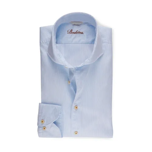 Casual Light Blue Pinstriped Twill Shirt - Stenströms - Modalova