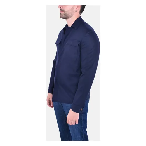 Wool Shirt Jacket with Buttons - Eleventy - Modalova