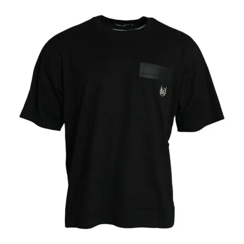Black Logo Patch Crew Neck T-shirt - Dolce & Gabbana - Modalova