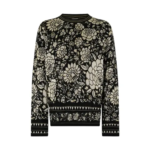 Floral Wool-Blend Sweater - Roberto Cavalli - Modalova