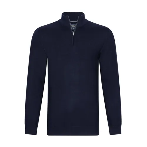 Merino Half Zip Pullover Navy Blue - Cavallaro - Modalova
