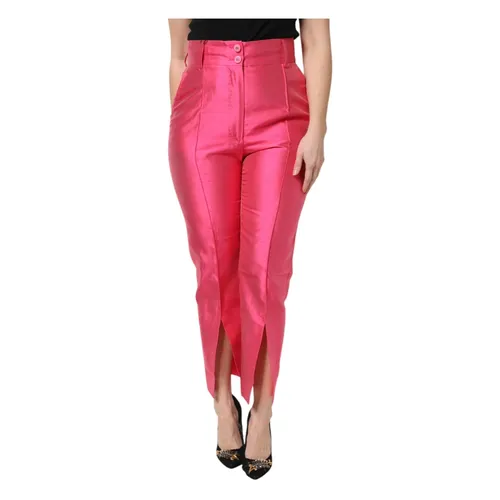 Pink Silk High Waist Tapered Pants - Dolce & Gabbana - Modalova