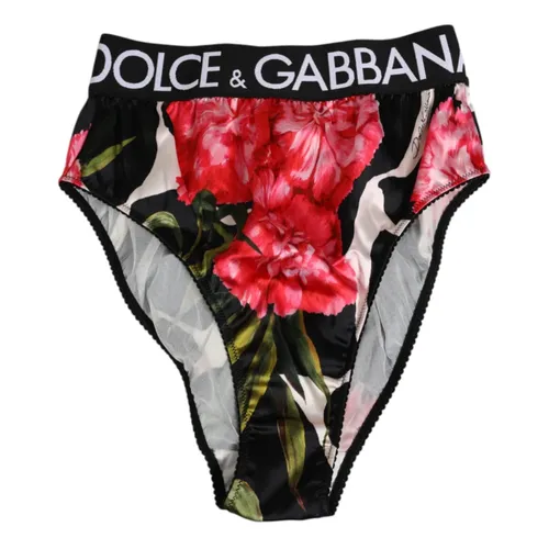 Black Floral High Waist Panty Underwear - Dolce & Gabbana - Modalova