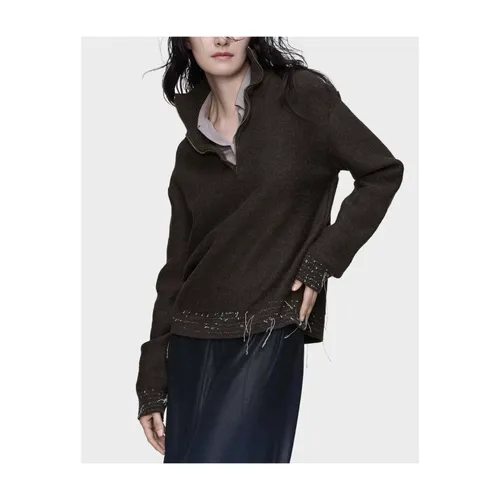 Maglione in Lana con Zip Corta - Maison Margiela - Modalova