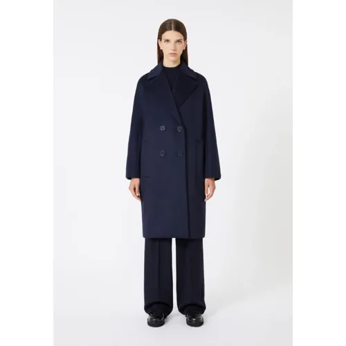 Blue Wool Coat Kimono Sleeves - Max Mara Studio - Modalova