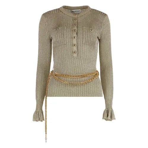 Lurex Ribbed Knit Top - Self Portrait - Modalova