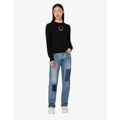 Wool Blend Pullover Laurel Crown - Moschino - Modalova