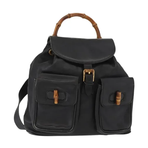 Pre-owned Bamboo Handle Leather Backpack - Gucci Vintage - Modalova
