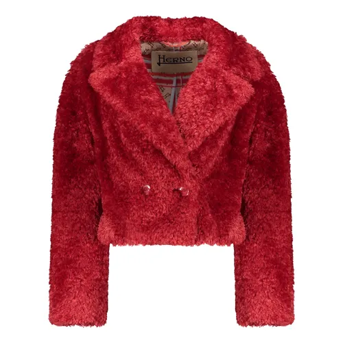 Faux Fur Lapel Collar Jacket - Herno - Modalova