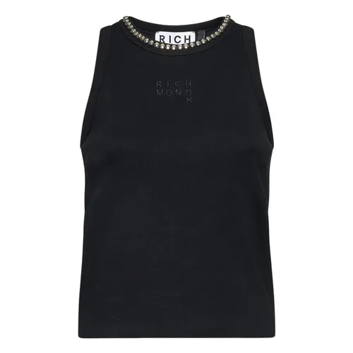 Top con cuello redondo y detalle de joya - Richmond - Modalova