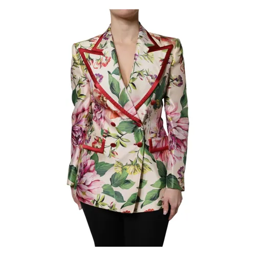 Floral Double Breasted Jacket - Dolce & Gabbana - Modalova