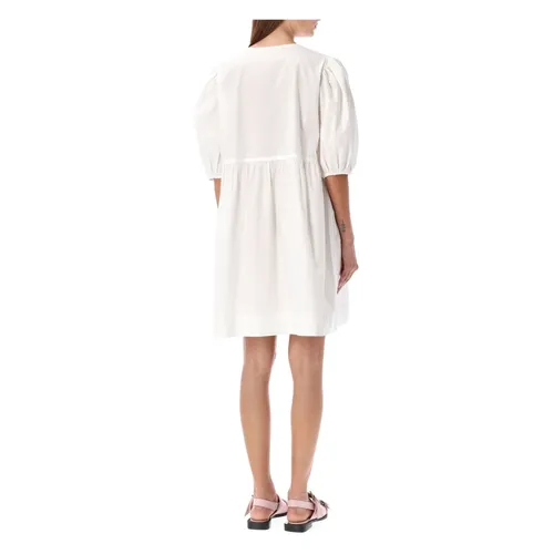 Tie String Popeline Dress - Ganni - Modalova