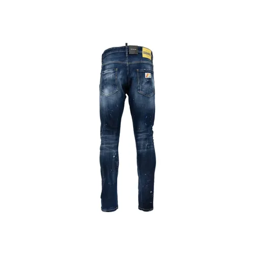 Men's Button Jeans with Leather Patch - Dsquared2 - Modalova