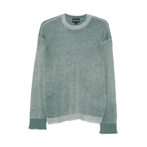 Printed Plain-knit Virgin Wool Jumper - Emporio Armani - Modalova