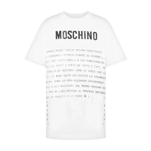 White Logo Print Crew Neck T-shirt - Moschino - Modalova