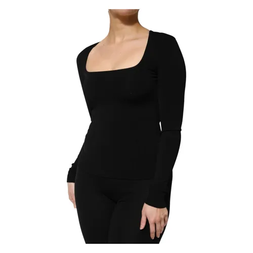 Black Square Neck Pullover Top - Dolce & Gabbana - Modalova