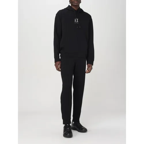 Black Logo Hoodie Sweatshirt - Armani Exchange - Modalova