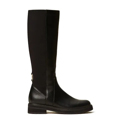 Leather High Boots - Twinset - Modalova