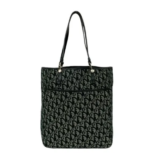 Pre-owned Trotter Canvas Leather Tote Bag - Dior Vintage - Modalova
