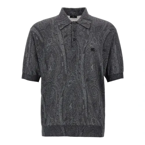Knit Polo-Shirt with Paisley Print - Etro - Modalova