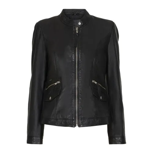Black Biker Jacket with Zipper - Btfcph - Modalova