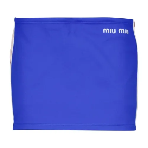 Logo Stripe Mini Skirt - Miu Miu - Modalova