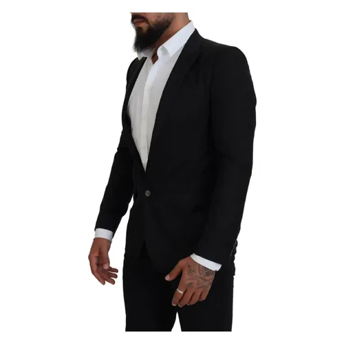 Black Wool Formal Coat Martini Blazer - Dolce & Gabbana - Modalova