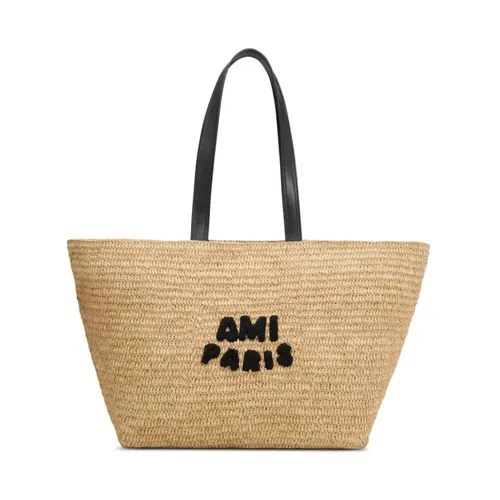 Beige Tote Bag with Long Handles - Ami Paris - Modalova