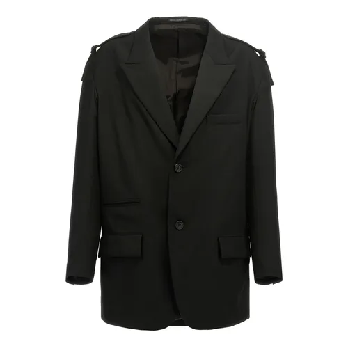 Single-Breasted Blazer With Strap Detail - Yohji Yamamoto - Modalova