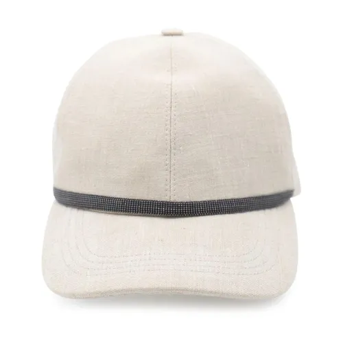 Gorra de béisbol texturizada con banda de cuentas - Brunello Cucinelli - Modalova