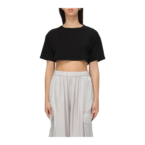 Black Short Sleeve Cropped T-Shirt - Armani Exchange - Modalova