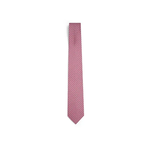 Red Silk Woven Gancini Pattern Tie - Ferragamo - Modalova