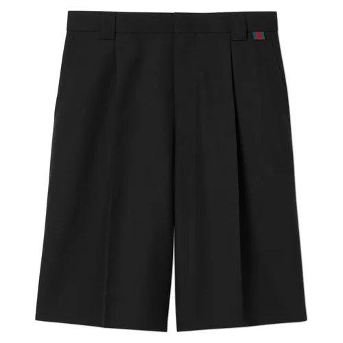 Wool Blend Twill Short with Web - Gucci - Modalova