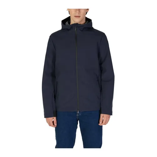 Blue Turtleneck Hooded Zip Jacket - Suns - Modalova