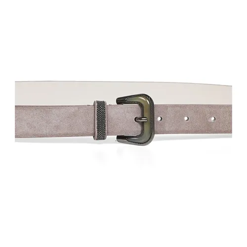 Suede Belt with Shiny Loop - Brunello Cucinelli - Modalova