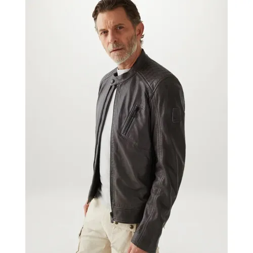 Grey Leather Jacket for Men - Belstaff - Modalova