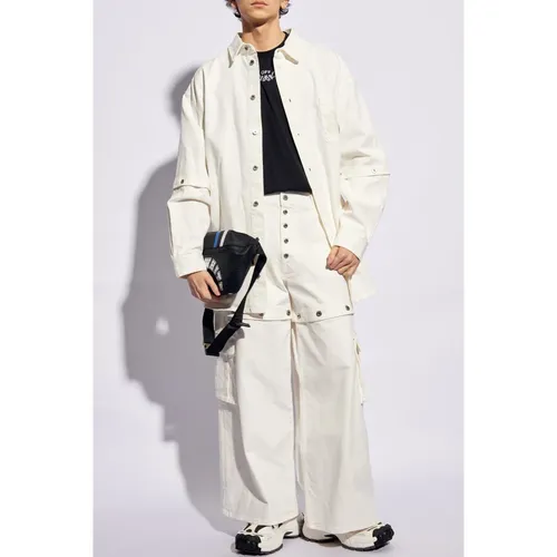 Denim Shirt with Logo - Off White - Modalova