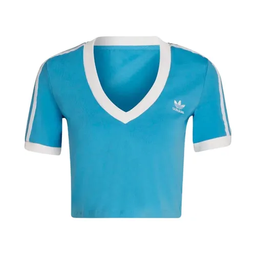 Stripes V-Neck Crop Tee - Adidas - Modalova